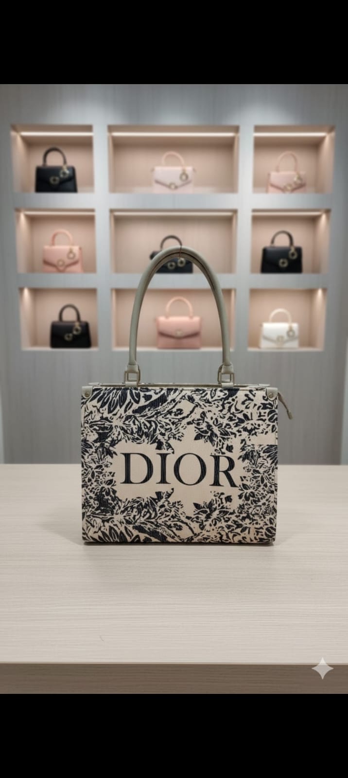 Dior Style Printed Canvas Book Tote Bag —   handbag by HandbagsAvenue